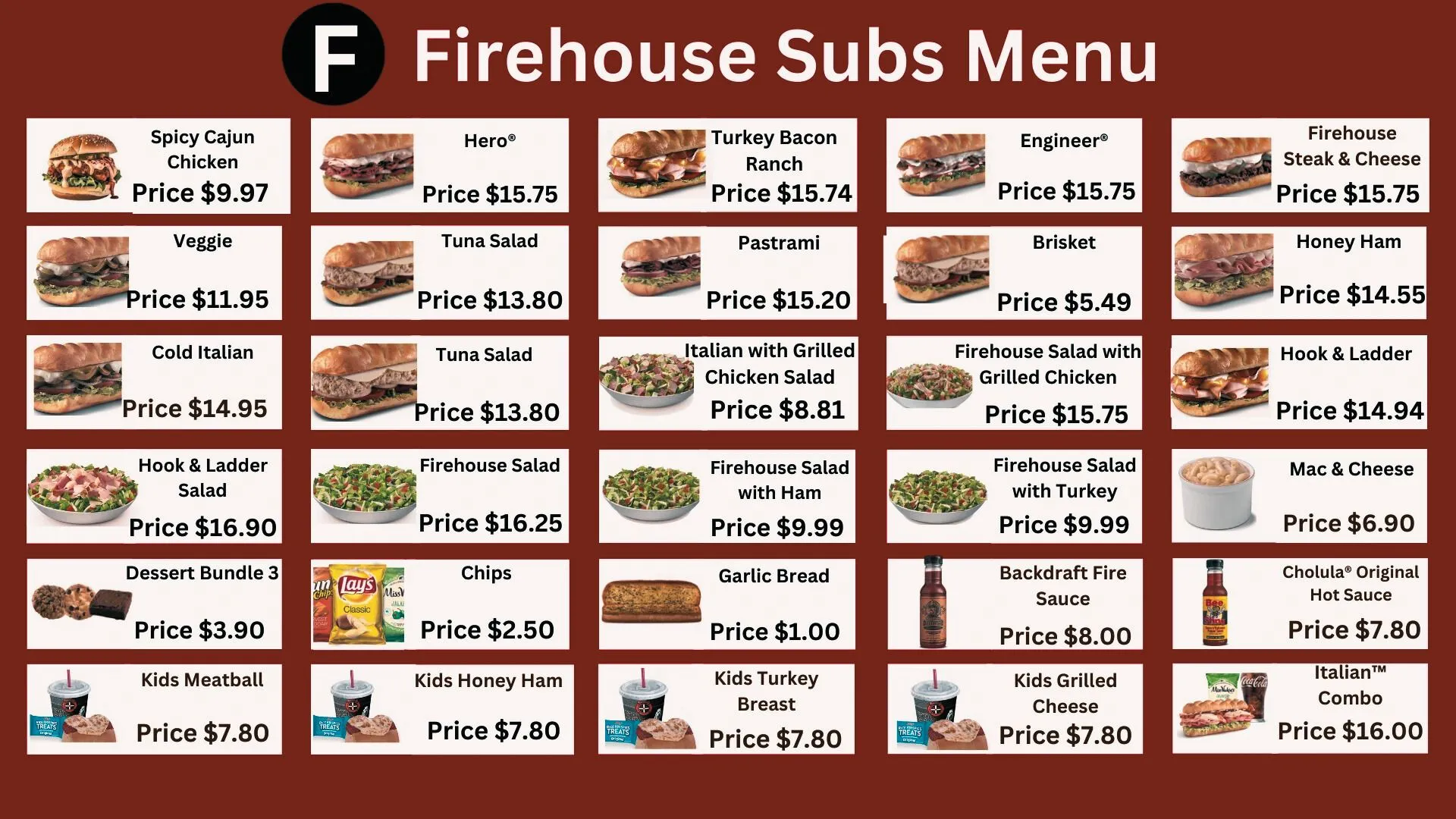 Firehouse Subs Menu Price